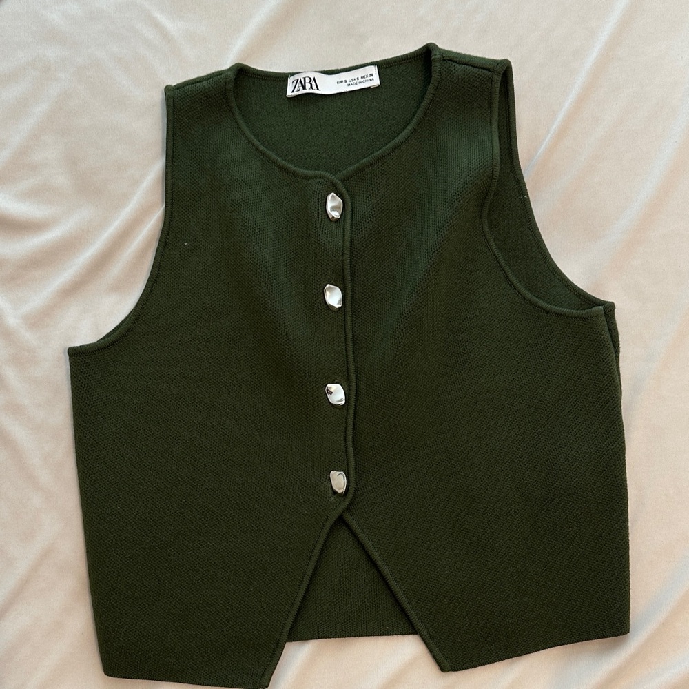 Zara Forest Green Buttoned Vest
